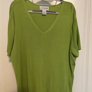 J G HOOK Vintage Women's Green V-Neck Top